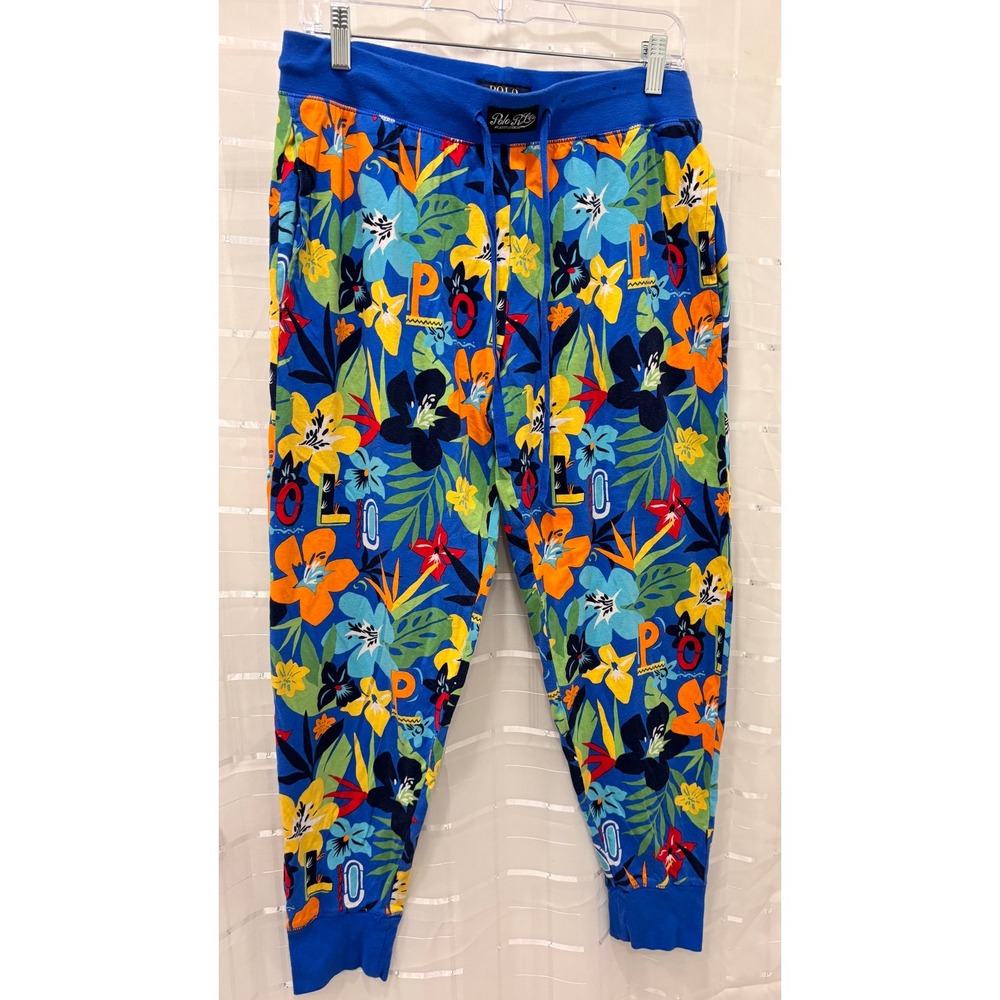 Polo Ralph Lauren Mens Floral Tropical Sleepwear Joggers Blue PK79RL Medium